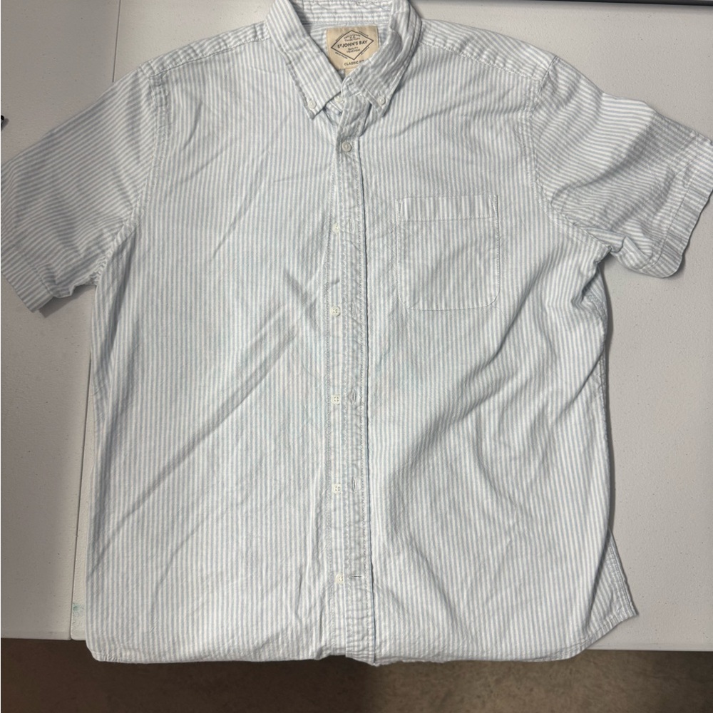 St. John's Bay Men's Shirt with Subtle Blue Stripes